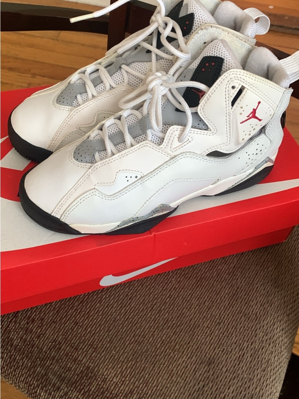 Jordan 7 Kids' White and Black Basketball Sneakers